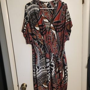Geometric Print Wrap Dress